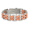 Lex & Lu Chisel Stainless Steel Orange Rubber Bracelet 8'' - 4 - Lex & Lu