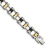 Lex & Lu Chisel Stainless Steel Yellow Plated and Black Rubber Bracelet 8.75'' - Lex & Lu