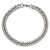 Lex & Lu Chisel Stainless Steel Polished 9'' Double Curb Chain Bracelet - 4 - Lex & Lu