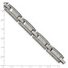 Lex & Lu Chisel Stainless Steel Brushed CZ Link Bracelet 8.5'' LAL37866 - 5 - Lex & Lu