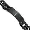 Lex & Lu Chisel Stainless Steel Brushed Black IP ID Link Bracelet 9'' - Lex & Lu