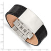 Lex & Lu Chisel Stainless Steel Brushed Black Leather ID Bracelet 8.5'' - 4 - Lex & Lu