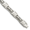 Lex & Lu Chisel Stainless Steel Brushed & Polished Black CZ Link Bracelet 8.25'' - Lex & Lu