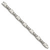 Lex & Lu Chisel Stainless Steel Brushed & Polished Black CZ Link Bracelet 8.25'' - 3 - Lex & Lu