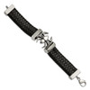 Lex & Lu Chisel Stainless Steel Antiqued Blk Leather Spider Bracelet 8.5'' - 3 - Lex & Lu