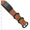 Lex & Lu Chisel Stainless Steel Brushed Black IP Brown Leather Adj. ID Bracelet - 5 - Lex & Lu