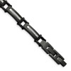 Lex & Lu Chisel Stainless Steel Polished Black IP CZ Link Bracelet 8.25'' - Lex & Lu
