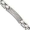 Lex & Lu Chisel Stainless Steel Brushed Weaved Pattern ID Bracelet 8.5'' - Lex & Lu