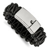 Lex & Lu Chisel Stainless Steel Rounded Braided Black Leather Bracelet 8.5'' - 6 - Lex & Lu