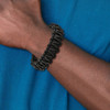 Lex & Lu Chisel Stainless Steel Rounded Braided Black Leather Bracelet 8.5'' - 7 - Lex & Lu