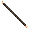 Lex & Lu Chisel Stainless Steel Rose IP Braided Brown Leather Bracelet 8.5'' - 3 - Lex & Lu