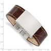 Lex & Lu Chisel Stainless Steel Brown Leather/Yellow Stitch ID Bracelet 8.5'' - 4 - Lex & Lu