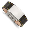 Lex & Lu Chisel Stainless Steel Black Leather/Yellow Stitch ID Bracelet 8.5'' - 2 - Lex & Lu