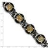 Lex & Lu Chisel Stainless Steel Antiqued Epoxy Resin w/Gold Tin Bracelet 9'' - 5 - Lex & Lu