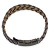 Lex & Lu Chisel Stainless Steel Brushed Antique Brown Braided Leather Bracelet - 4 - Lex & Lu