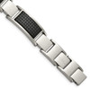 Lex & Lu Chisel Stainless Steel Brushed Black IP Textured Link Bracelet 8'' - Lex & Lu