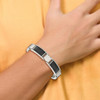 Lex & Lu Chisel Stainless Steel Brushed Black IP Textured Link Bracelet 8'' - 6 - Lex & Lu