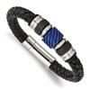 Lex & Lu Chisel Stainless Steel Blue IP, Blk Rubber & Leather Bracelet 8.5'' - Lex & Lu