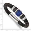 Lex & Lu Chisel Stainless Steel Blue IP, Blk Rubber & Leather Bracelet 8.5'' - 4 - Lex & Lu