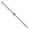 Lex & Lu Chisel Stainless Steel Polished & Textured Pink Crystal Bracelet 7.25'' - 3 - Lex & Lu