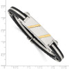 Lex & Lu Chisel Stainless Steel Black PVC & 14k Yellow Inlay Hinged Bangle - 4 - Lex & Lu