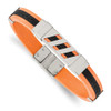Lex & Lu Chisel Stainless Steel Black and Orange Rubber Bracelet 8'' - Lex & Lu