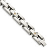 Lex & Lu Chisel Stainless Steel w/14k White Gold & Diamonds Bracelet LAL38095 - Lex & Lu