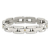 Lex & Lu Chisel Stainless Steel w/14k White Gold & Diamonds Bracelet LAL38095 - 4 - Lex & Lu