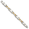 Lex & Lu Chisel Stainless Steel Yellow Plated Cable w/CZs Bracelet 8.5'' - 3 - Lex & Lu