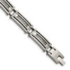 Lex & Lu Chisel Stainless Steel Wire Brushed & Polished Bracelet 9'' - Lex & Lu