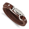 Lex & Lu Chisel Stainless Steel Dark Brown Leather Wrap Bracelet 25'' - Lex & Lu