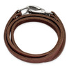 Lex & Lu Chisel Stainless Steel Dark Brown Leather Wrap Bracelet 25'' - 3 - Lex & Lu