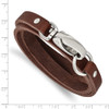 Lex & Lu Chisel Stainless Steel Dark Brown Leather Wrap Bracelet 25'' - 4 - Lex & Lu