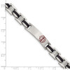 Lex & Lu Chisel Stainless Steel Black Rubber Red Enamel 8'' Medical Bracelet - 5 - Lex & Lu