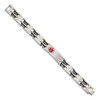 Lex & Lu Chisel Stainless Steel Blk Rubber Red Medical Bracelet 8.25'' LAL38154 - 3 - Lex & Lu
