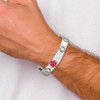 Lex & Lu Chisel Stainless Steel Brushed Red Enamel Medical Bracelet - 6 - Lex & Lu