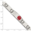 Lex & Lu Chisel Stainless Steel Brushed Red Enamel Medical Bracelet - 7 - Lex & Lu