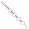 Lex & Lu Chisel Stainless Steel Pink Ceramic Link Bracelet 8'' - 3 - Lex & Lu