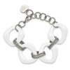 Lex & Lu Chisel Stainless Steel White Ceramic Link Bracelet 8'' - 4 - Lex & Lu