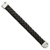 Lex & Lu Chisel Stainless Steel Brushed Black Leather 8.5 in Bracelet 8.5'' - 3 - Lex & Lu