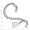 Lex & Lu Chisel Stainless Steel Heart Charm 8'' Bracelet - 5 - Lex & Lu