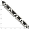 Lex & Lu Chisel Stainless Steel Black Enamel & Black Diamonds Bracelet 8.75'' - 5 - Lex & Lu