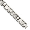 Lex & Lu Chisel Stainless Steel Textured & Polished w/Diamonds Bracelet 8.5'' - Lex & Lu