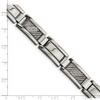 Lex & Lu Chisel Stainless Steel Textured & Polished w/Diamonds Bracelet 8.5'' - 5 - Lex & Lu