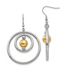 Lex & Lu Chisel Stainless Steel Polished Yellow Plated Shepherd Hook Earrings - Lex & Lu