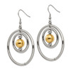 Lex & Lu Chisel Stainless Steel Polished Yellow Plated Shepherd Hook Earrings - 3 - Lex & Lu