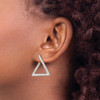 Lex & Lu Chisel Stainless Steel Polished w/Crystal Triangle Omega Back Earrings - 4 - Lex & Lu