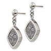 Lex & Lu Chisel Stainless Steel Polished w/Silver Druzy Post Dangle Earrings - 2 - Lex & Lu