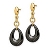 Lex & Lu Chisel Stainless Steel Yellow IP Blk Ceramic Post Dangle Earrings - 3 - Lex & Lu