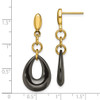 Lex & Lu Chisel Stainless Steel Yellow IP Blk Ceramic Post Dangle Earrings - 5 - Lex & Lu